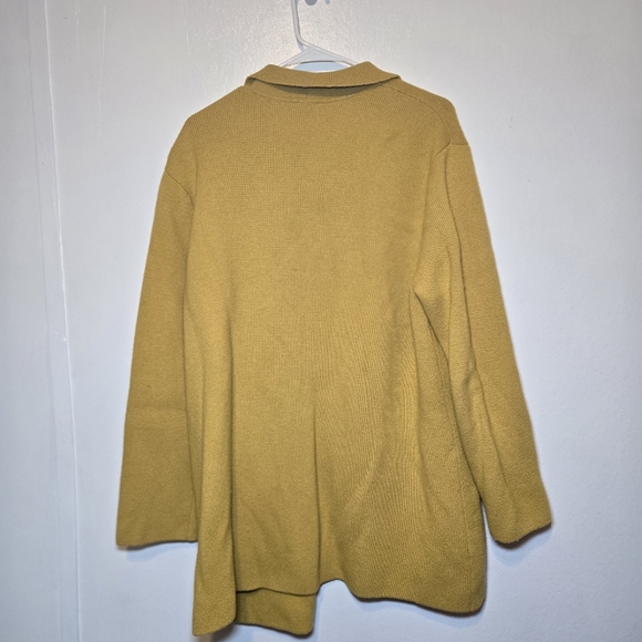 Womens XL Talbots Golden Yellow Open Front Cardigan Wool Blend Sweater - Picture 2 of 7